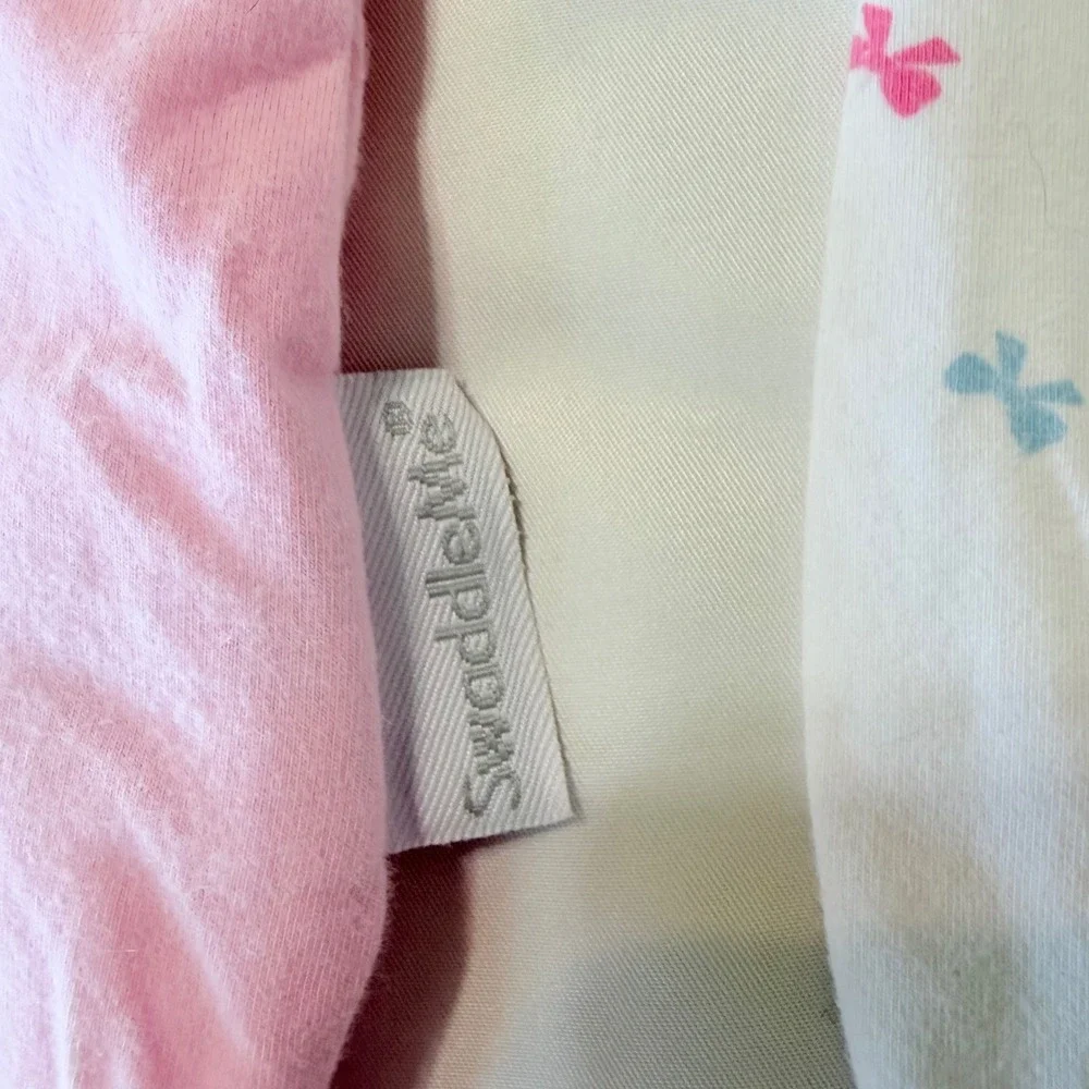 SwaddleMe Newborn Pod 2 Pack Pink and White Bows Zip Up Swaddle Pods Set
